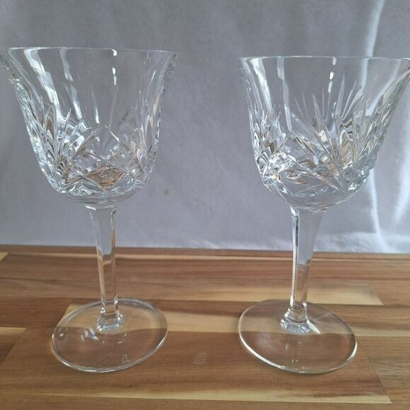 Gorham Crystal Cherrywood Water Goblet Glassware‎ Clear Stemware 7 Inch Set of 2 - Picture 3 of 11